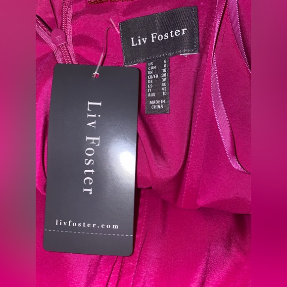 NWT Liv Foster Fuchsia Tissue Taffeta Strapless Mini Dress - Size 6 / UK 10 - Picture 6 of 7